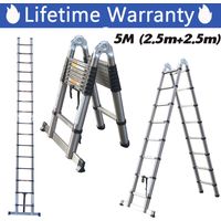 5m (2.5m+2.5m) Telescopic Folding Step Ladder Extendable A Frame Ladder Extension STeps Ladders