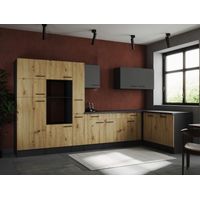 L Küche Leerblock Winkelküche Grau Matt Artisan Eiche Oliver 370x172 cm Respekta