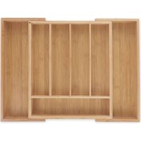 Relaxdays – Range-couverts extensible en bambou – 5 à 7 compartiments – Largeur réglable 31,5 à 49 cm – Organiseur de tiroir pour cuisine