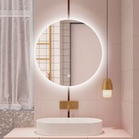 Aica 90x90cm Specchio da bagno a LED, Disappannamento, Funzione Memoria, Estetica Elegante