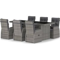 vidaXL Salon de jardin 7 pcs avec coussins Résine tressée Gris
