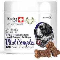 SwissVet – Multivitamines pour Chiens en bouchées tendres – avec probiotiques, Huile de Saumon, glucosamine, MSM, collagène, chondroïtine et vitamines – l’énergie et la Digestion - 120 Pièces
