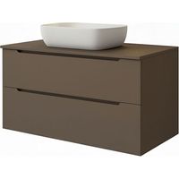 Kibath Mueble de baño con Lavabo VICTORIA 100x45 cm acabado Moka mate 2 cajones suspendido