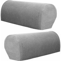 Armchair Arm Covers Stretch Sofa Arm Caps Armrest Covers for Chairs Furniture Protector Set of 2 (Light grey)