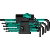 Juego de llaves acodados TORX® BO, 9 unidades, Contenido : T 8 T 9 T 10 T 15 T 20 T 25 T 27 T 30 T 40