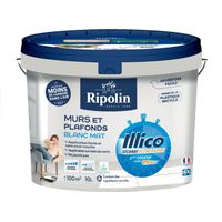 Pittura per muri e soffitti - Bianco - Opaco - RIPOLIN - Illico - 10 L