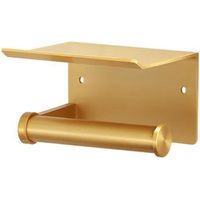 Porte-papier hygiénique mural avec étagère de rangement, support de rangement de mouchoirs auto-adhésif en aluminium sans poinçon