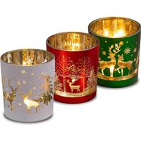 Set Di 3 Portacandele Decorativi In Edizione Limitata Natalizia In Vetro