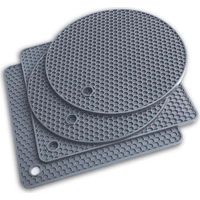 Sottopentola in silicone extra spessi, resistenti al calore, multiuso, antiscivolo, per pentole calde, piatti, poggiamestoli, sottobicchieri (4 pezzi, grigio)