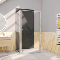 Box Doccia Tre Lati 80x86x80 cm Alto 185 cm Porta Battente 2 Pareti Laterali in Vetro Temperato 5 mm Cromato