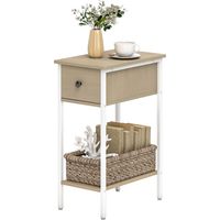 Mesa auxiliar estrecha con cajón y estante abierto 25x39.8x58.2 cm naturel