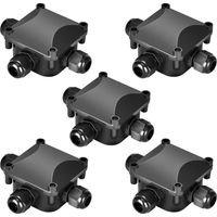 Pack of 5 IP68 Waterproof Junction Box 230V Black