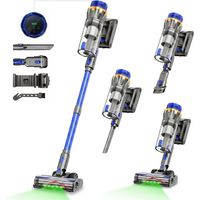 MESYA – Aspirateur balai sans fil 600W – 60 KPA – Autonomie 75 min – Technologie GreenEye – Brosse Motorisée Anti-Enchevêtrement – Batterie Amovible – Filtre HEPA Lavable – Réservoir 1.6L