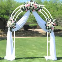 2.6m Free Standing Circular Garden Arch Flower Stand 3 Poles Moon Door Archway Backdrop