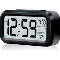 Réveil,Petit Réveil Numérique,écran LCD 5,1 "avec Calendrier De Date De Répétition,Affichage De l'alarme de Température,De Chevet Facile à Installer (Noir)