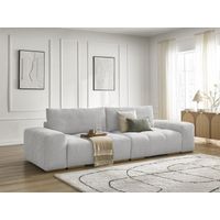 BOBOCHIC - Canapé droit convertible coffre ANAKIN tissu bouclette Gris clair