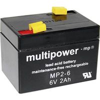 Batterie au plomb 6 V 2 Ah multipower MP2-6 plomb (AGM) (l x H x P) 75 x 53 x 51 mm cosses plates 4,8 mm sans entretien, auto-décharge réduite Y897391