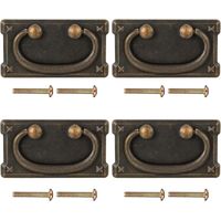 4 poignées de tiroir vintage, poignées de meubles en bronze antique pour portes d'armoires, tiroirs, meubles décoratifs - 95 x 52 mm - Crezuo