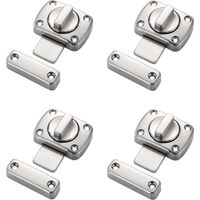 Shine Home Badkamer Deur Toiletdeur Sloten 55x40mm Draaibare Bout Slot voor Huisdieren Poort Deurslot Zink Legering voor Meubels Kastraam Geborstelde Afwerking 4 Stuks-Zilver