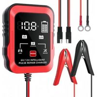 6V 12V RougeChargeur 6V/12V pour batteries de voiture et de moto, compatible avec les batteries au plomb-acide