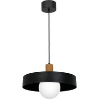 Suspension boule verre blanc Ø40 E27 noir bois Luminex