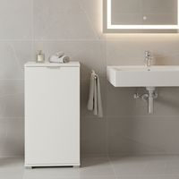 Meuble Bas 1 Porte Blanc - Armoire Gain de Place Moderne avec Étagère Réglable - Préassemblé pour Salle de Bain, Buanderie, Entrée, Bureau et Balcon