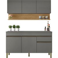 Beaux Meubles Pas Chers – Cuisine complète équipée 6 portes 1 tiroir imitation chêne et gris – 7 niches – Dimensions L 120 H 200 P 53.3 cm – Bois certifié FSC