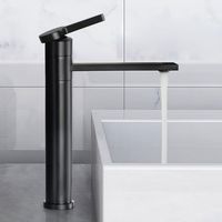 1 Robinet Lavabo Pivotant 360° Acier Inoxydable Noir Mat Mitigeur Chaud Froid Salle De Bain