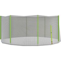 Rete di Protezione per Trampolini a 8 Pali con Ingresso con Cerniera, in PE, Ø366x180 cm, Nero e Verde