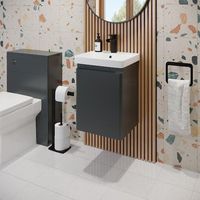 Regis Bathroom Grey Gloss Vanity Unit and Basin Sink Storage Furniture Cabinet - 400mm Wall Hung