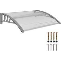 Front Door Canopy Outdoor Awning Aluminium Rigid Plastic Polycarbonate Rain Shelter UV Water Rain Resistant 100 x 75cm Clear