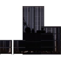 Glinton 4 Piece Bedroom Set (2 Drw Bedside x2, 4 Drw Chest, 2 Dr 2 Drw Wardrobe), Black (100% FSC)