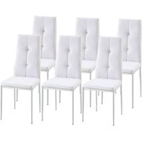 Hobag – Lot de 6 chaises de salle à manger – Structure en PU – Hauteur d'assise 46,6 cm – Dimensions L48 x W40 x H99 cm – Coloris blanc
