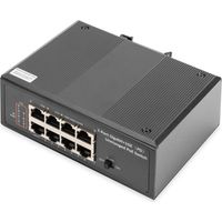 DIGITUS Commutateur industriel Gigabit PoE+ 7 ports avec 1 port PD IEEE802.3af/at, rail DIN, plage de température