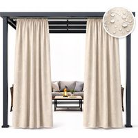 Cortinas impermeables para jardín de 155x180 cm para exteriores, ideales para terraza o balcón, color beige claro.