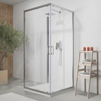 Box doccia cromato 3 lati 80x80x80 cm con doppio scorrevole h190 cm e vetro trasparente 6 mm Tremiti