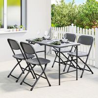 Table de jardin ajustable anthracite 118 cm + 4 chaises pliantes d'extérieur, set mobilier de patio