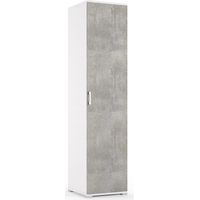 Colonne Multiuso Bianca 45Cm 1 Anta Effetto Cemento
