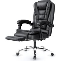 Office chair with footrest, bigzzia executive office chair with lumbar Support, Ergonomic Recliner Computer desk chairs, Swivel Chair, Black