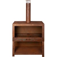 Chauffe-terrasse avec range bois rouille L – Design vintage en métal – Résistant aux intempéries – Idéal pour soirées en extérieur – Fancy Flames