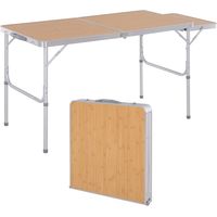 Mesa plegable camping aluminio carga 30kg altura ajustable 153x60x39/71 cm