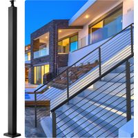 VEVOR Poteau Garde Corps Cable 106,7x5x5 cm Poteau Rampe deEscalier Acier Inoxydable Poteau Balustrade Colonne Tige Main Courante Avec support de montage pour Jardin Terrasse Exterieur Interieur Noir