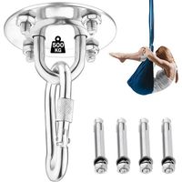 Crochet de plafond pour suspendre des hamacs, du yoga, des chaises suspendues, kit d'entraînement de suspension en acier inoxydable (avec mousqueton et vis de fixation),