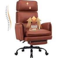 IWMH Office Chair, PU Leather Executive Chair with Headrest and Footrest, Ergonomic Swivel Chair, Height-Adjustable Sofa with Casters - Brown