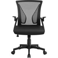 Yaheetech Chaise Bureau avec Accoudoirs Relevables Dossier en Maille Respirante Hauteur Réglable Fauteuil d'Ordinateur Inclinable à roulettes Pivotantes Charge 136kg Noir