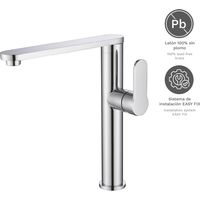 Grifo de cocina monomando Capricornio con caño alto, acabado en cromo, diseño elegante y funcional, grifería de baño moderna, ahorro de agua