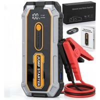 Booster de démarrage auto 12V 1200A 12800mAh Batterie secours Écran LED Lampe SOS Tous véhicules Noir et gris