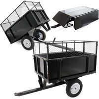 Wiltec Remorque basculante sur pneus – 114 x 76 x 30 cm – avec Grille rehaussée et Parois amovibles – Dispositif d’attelage universel – Jardinage, Transport