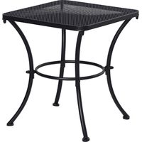 Tavolino da Giardino Quadrato in Acciaio con Piano Traforato, 45x45x50 cm, Nero