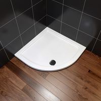 ELEGANT Quadrant Shower Tray 800 x 800 mm White Corner Stone Shower Base Tray for Bathroom Enclosure Slimline 40mm with Waste Trap